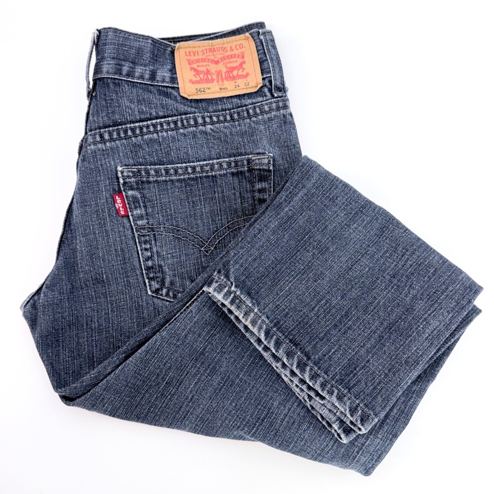 Levi's 562 Loose Taper Jeans Kids Size 8 Reg Blue Med Wash Excellent Utility Zip